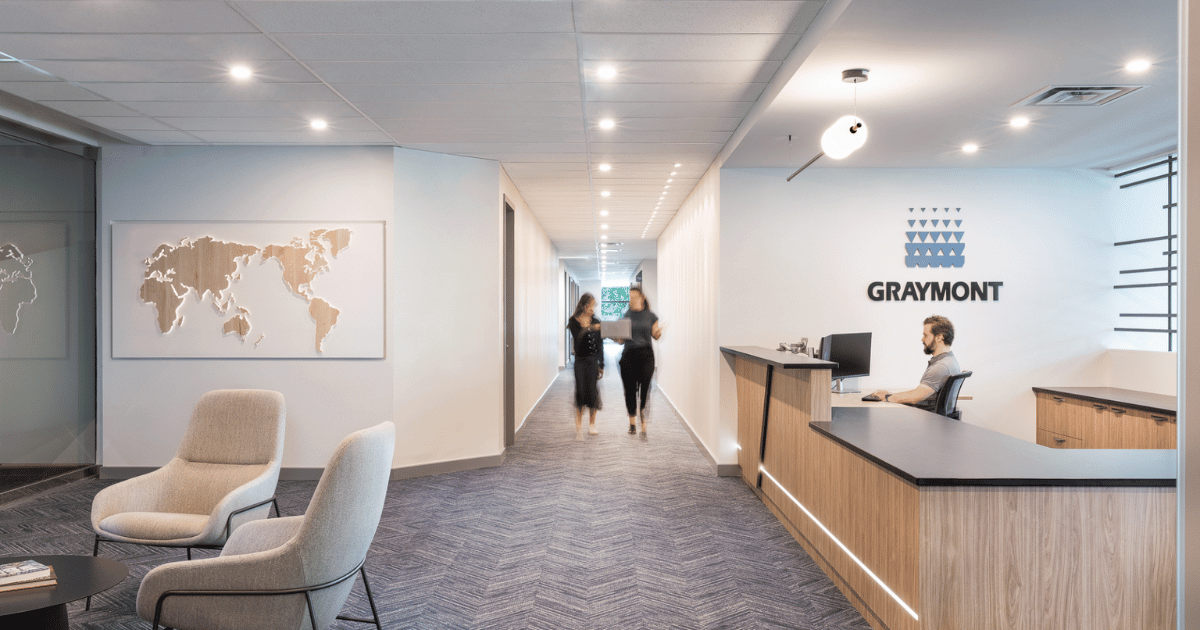 graymont office reception - design and build by aura